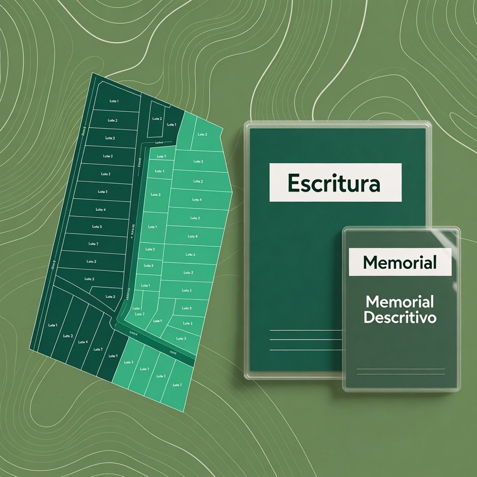 planta técnica mostrando parcelamento e divisão de imóvel em lotes