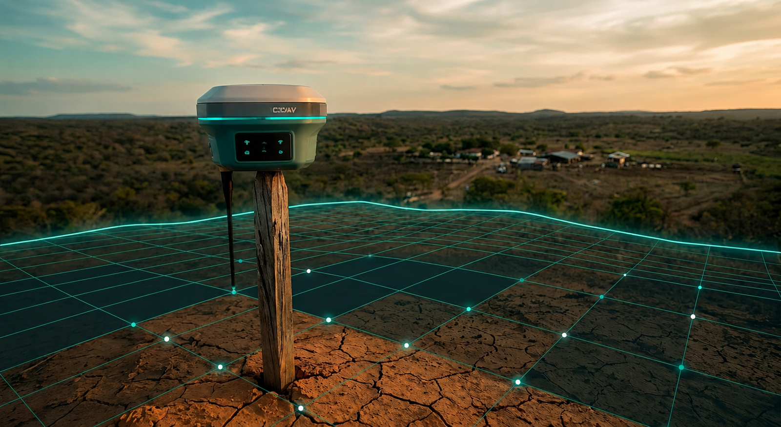 Equipamento GNSS RTK instalado em propriedade rural na Bahia
